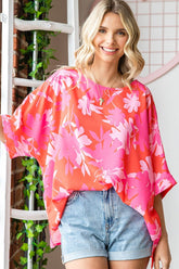 First Love Women's Slit Printed Round Neck Half Sleeve Blouse - Chic & Stylish